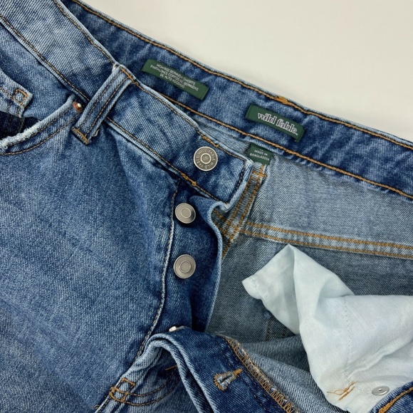 Wild Fable Denim Shorts Womens Size 12 Blue Jean High Rise Bermuda Distressed - Picture 2 of 8